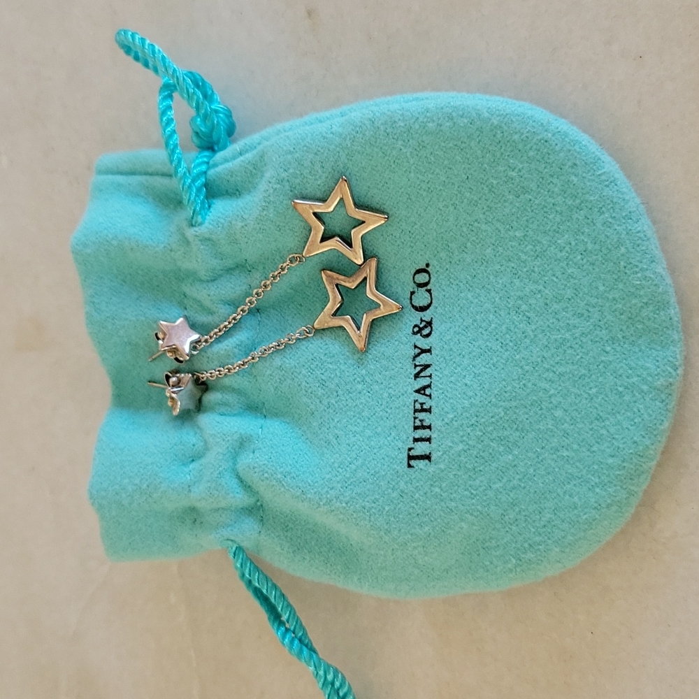 Tiffany & Co. Sterling Silver Star Drop/Dangle Earrings